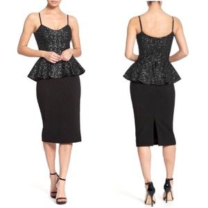 🎉HOST PICK!🎉Dress The Population Joan black matte sequin peplum dress